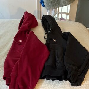 Champion Pullover Hoodies in Maroon and Black